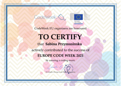 Certyfikat dla Sabiny Przymusinskiej
