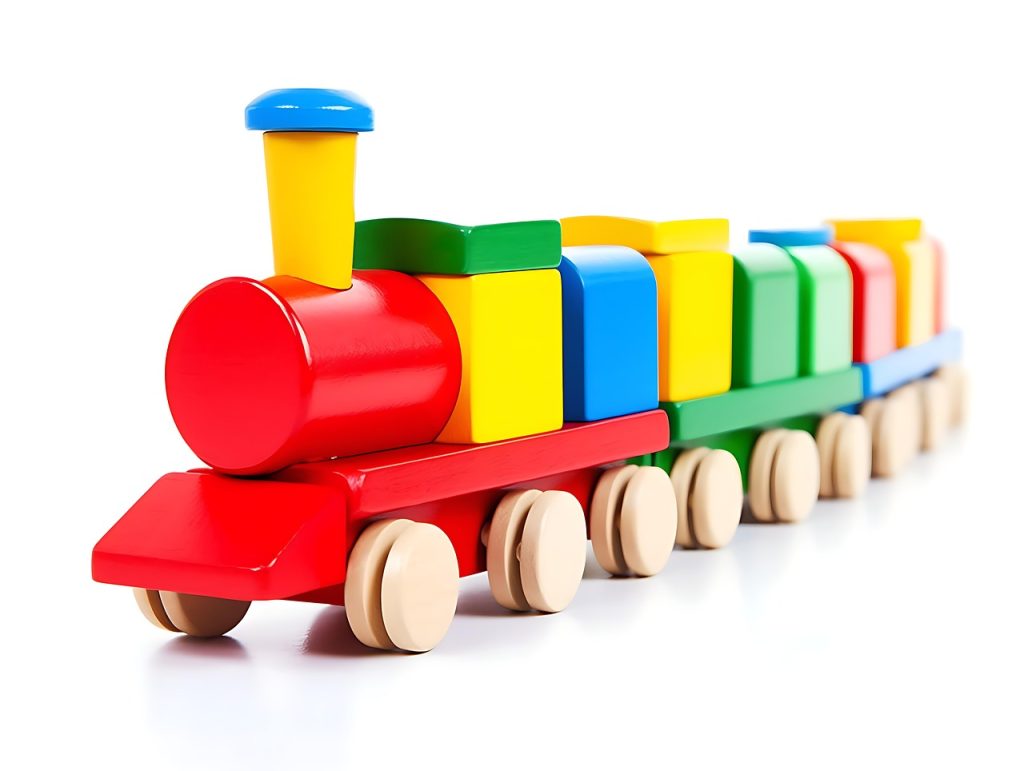 lokomotywa z kolorowych klocków